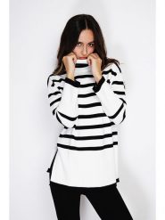 C& Jo Golf w kolorze biało-czarnym rozmiar: 36. Białe golfy C& Jo, bez wzorów, z kaszmiru, bez ramiączek. Za 140.86 zł.