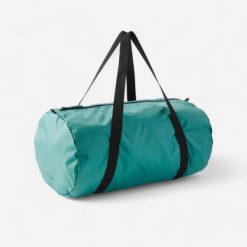 Torba fitness składana 30 L. Zielone torby na ramię DECATHLON, bez wzorów, z materiału, sportowe, na ramię, małe, bez dodatków. Za 24.99 zł.