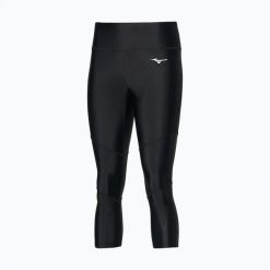 Legginsy do biegania damskie Mizuno Core 3/4. Czarne legginsy Mizuno, s, bez wzorów, z elastanu, do biegania. Za 119.99 zł.