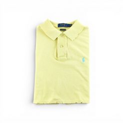 Second life - Polo damskie z krótkim rękawem Upcycling - Stan dobry. Żółte koszulki polo RALPH LAUREN, l, bez wzorów, bez kołnierzyka, bez ramiączek. Za 85.16 zł.