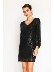 ASSUILI Sukienka w kolorze czarnym rozmiar: 40. Czarne sukienki Assuili, bez wzorów, klasyczne, bez kołnierzyka, bez ramiączek, mini. Za 135.81 zł.