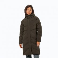 Płaszcz puchowy damski Jack Wolfskin Marienplatz Coat. Zielone płaszcze Jack Wolfskin, s, bez wzorów, z elastanu, bez kaptura. Za 1,549.00 zł.