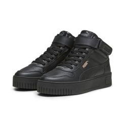 Damskie sneakersy Carina Street Mid PUMA Black Rose Gold Metallic. Czarne obuwie sportowe Puma, bez zapięcia, trekkingowe. W wyprzedaży za 249.00 zł.