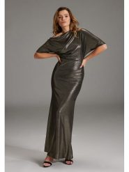 SWING Sukienka w kolorze khaki rozmiar: 44. Brązowe sukienki Swing, bez wzorów, bez kołnierzyka, bez ramiączek, maxi. Za 240.99 zł.