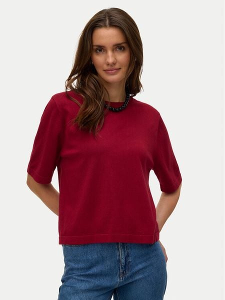 Vero Moda Sweter Silje 10320460 Czerwony ciemny Oversize. Czerwone swetry Vero Moda, s, bez wzorów, z wiskozy, bez ramiączek. Za 86.99 zł.