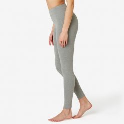 Legginsy fitness damskie Domyos slim. Szare legginsy DOMYOS, l, bez wzorów, z bawełny. Za 49.99 zł.