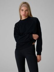 4F Bluza dresowa loose bez kaptura damska - czarna XS. Czarne bluzy 4f, l, bez wzorów, z bawełny, bez kaptura. Za 129.99 zł.
