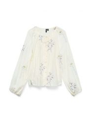 Vero Moda Bluzka w kolorze kremowym rozmiar: M. Brązowe bluzki Vero Moda, m, bez wzorów, bez kołnierzyka, bez ramiączek. Za 118.56 zł.