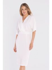 Stylove Sukienka w kolorze białym rozmiar: M. Białe sukienki Stylove, na co dzień, m, bez wzorów, bez kołnierzyka, bez ramiączek, midi, proste. Za 234.99 zł.