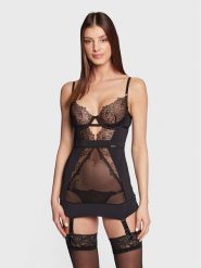 Bluebella Halka Alanna 41680-BK Czarny Slim Fit. Czarne koszule nocne BlueBella, bez wzorów, z syntetyku, bez ramiączek. Za 289.99 zł.
