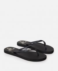 Japonki damskie Rip Curl Icons Of Surf Bloom. Czarne klapki Rip Curl, bez wzorów, z gumy, bez obcasa. Za 73.99 zł.
