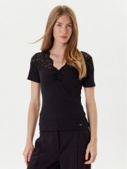 Morgan Bluzka 252-DELINE Czarny Slim Fit. Czarne bluzki Morgan, l, bez wzorów, z syntetyku, bez kołnierzyka, bez ramiączek. Za 129.99 zł.