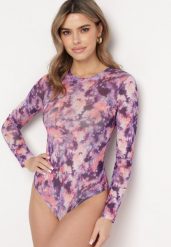 Fioletowe Siateczkowe Body z Długimi Rękawami i Wzorem Tie-Dye Lenvoria. Fioletowe body Born2be, l, bez wzorów, z jeansu. Za 84.99 zł.