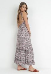 Zielono-Biała Rozkloszowana Sukienka z Wiązanymi Ramiączkami i Odkrytymi Plecami Ratta. Zielone sukienki Born2be, l, bez wzorów, wakacyjne, bez kołnierzyka, bez ramiączek, maxi, rozkloszowane. Za 59.99 zł.