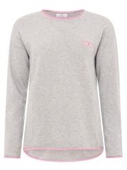 Zwillingsherz Sweter "Double heart" w kolorze szarym rozmiar: M. Szare swetry Zwillingsherz, m, z aplikacjami, z kaszmiru, bez ramiączek. Za 189.29 zł.