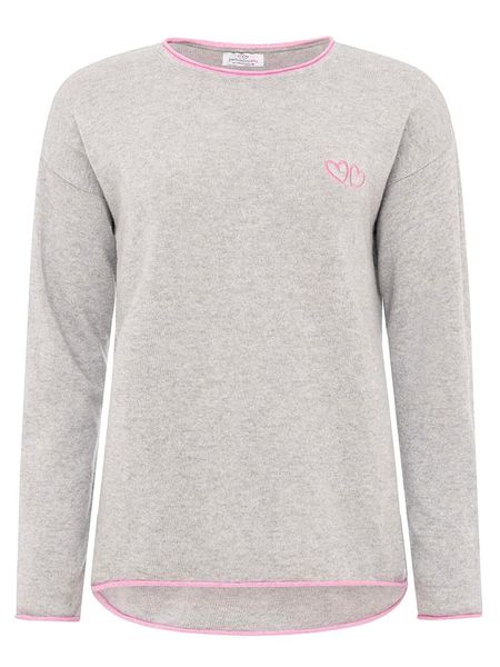 Zwillingsherz Sweter "Double heart" w kolorze szarym rozmiar: XL. Szare swetry Zwillingsherz, xl, z aplikacjami, z kaszmiru, bez ramiączek. Za 179.95 zł.
