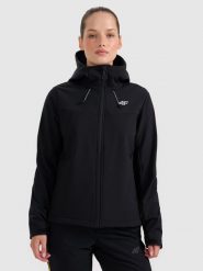 4F Kurtka softshell wiatroodporna membrana 8000 damska - czarna L. Czarne kurtki sportowe 4f, l, bez wzorów, z softshellu, bez kaptura. Za 299.99 zł.