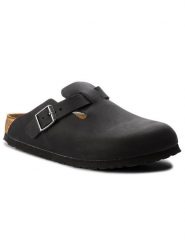 Birkenstock Klapki Boston Bs 0059463 Czarny. Czarne klapki Birkenstock, bez wzorów, ze skóry, bez obcasa. Za 509.99 zł.