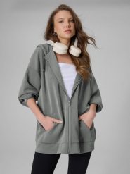 4F Bluza dresowa oversize z modalem damska - szara L. Szare bluzy 4f, l, bez wzorów, z dresówki, bez kaptura. Za 269.99 zł.