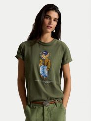 Polo Ralph Lauren T-Shirt 211B17806001 Zielony ciemny Regular Fit. Zielone koszulki polo Polo Ralph Lauren, xxs, bez wzorów, z bawełny, bez kołnierzyka, bez ramiączek. Za 719.99 zł.