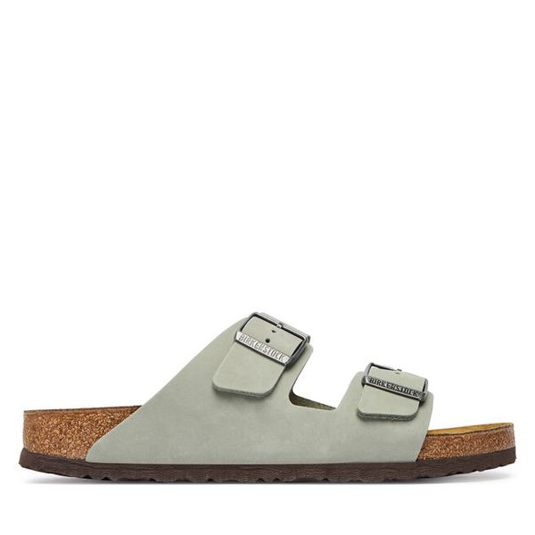 Klapki Birkenstock. Zielone klapki Birkenstock, bez wzorów, bez obcasa. Za 549.99 zł.
