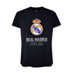 Ulubiona czarna koszulka kibiców Realu Madryt. Czarne bluzki REAL MADRID, s, bez wzorów, sportowe, bez kołnierzyka, bez ramiączek. Za 102.04 zł.