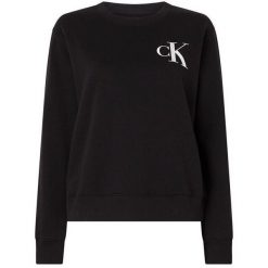 Bluza Calvin Klein Institutional Crew, Kobiety. Czarne bluzy sportowe Calvin Klein, bez wzorów, z bawełny, bez kaptura. Za 390.00 zł.
