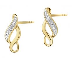 Kolczyki z żółtego złota z diamentami - 0,008 ct - próba 585. Żółte kolczyki Apart, z diamentem, złote. Za 1,190.00 zł.