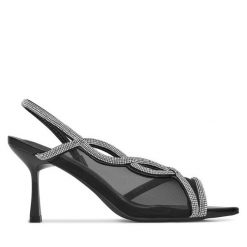 Sandały JENNY. Czarne sandały Jenny, bez wzorów, bez obcasa, na szpilce, bez zapięcia. Za 149.99 zł.
