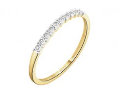 Pierścionek z żółtego i białego złota z diamentami - 0,04 ct - próba 585. Białe pierścionki Apart, z diamentem, złote. Za 2,190.00 zł.