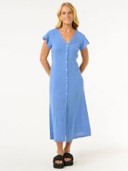 Rip Curl Sukienka "Premium Surf" w kolorze niebieskim rozmiar: S. Niebieskie sukienki Rip Curl, na co dzień, s, bez wzorów, z bawełny, bez kołnierzyka, bez ramiączek, maxi, proste. Za 166.49 zł.
