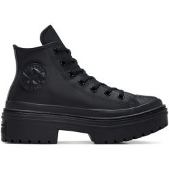 Adidasy Converse Chuck Taylor All Star Lugged Heel Leather, Kobiety. Czarne obuwie sportowe Converse, ze skóry, bez zapięcia. Za 430.45 zł.