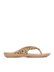 Crocs Japonki KADEE II LEOPARD FLIP W 206398-98R Beżowy. Brązowe klapki Crocs, bez wzorów, z tworzywa sztucznego, bez obcasa. Za 129.99 zł.