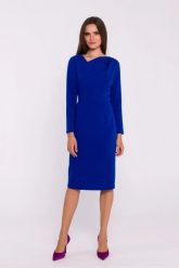 Elegancka sukienka ołówkowa z asymetrycznym dekoltem chaber. Sukienki Stylove, do pracy, l, bez wzorów, biznesowe, z asymetrycznym kołnierzem, bez ramiączek, asymetryczne. Za 309.00 zł.