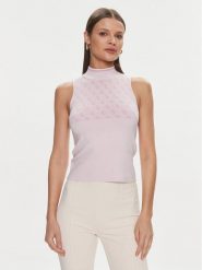 Guess Bluzka Lise W3YR26 Z37K0 Różowy Slim Fit. Czerwone bluzki Guess, xs, z aplikacjami, z wiskozy, bez kołnierzyka, bez ramiączek. Za 379.99 zł.