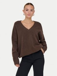ONLY Sweter Mari 15360940 Brązowy Loose Fit. Brązowe swetry Only, xl, bez wzorów, z syntetyku, bez ramiączek. Za 169.99 zł.