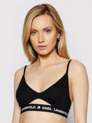 KARL LAGERFELD Biustonosz braletka Peephole Logo 211W2101 Czarny. Czarne biustonosze KARL LAGERFELD, bez wzorów, z lyocellu. Za 149.99 zł.