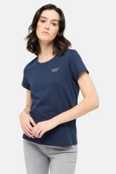 Damski T-Shirt Mustang Style Alma Navy Blazer 1016155 5324. Niebieskie t-shirty Mustang, l, bez wzorów, bez kołnierzyka, bez ramiączek. Za 79.99 zł.