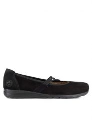 Rieker Baleriny L9369-00 Czarny. Czarne baleriny Rieker, bez wzorów, z nubiku, bez obcasa. Za 209.99 zł.