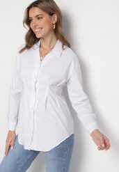 Biała Wiskozowa Koszula w Klasycznym Stylu Aranilia. Białe koszule Born2be, m, bez wzorów, z jeansu, klasyczne, bez kołnierzyka, bez ramiączek. Za 69.99 zł.