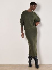 Apricot Spódnica w kolorze khaki rozmiar: M. Brązowe spódnice Apricot, na co dzień, m, bez wzorów, prążkowane, maxi, proste. Za 82.83 zł.