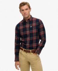 Superdry Koszula Lumberjack z długim rękawem z bawełny - Michigan Check Navy. Niebieskie koszule Superdry, l, z aplikacjami, z bawełny, klasyczne, bez kołnierzyka, bez ramiączek. Za 374.70 zł.
