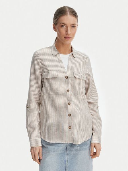 Vero Moda Koszula Linn 10308407 Biały Regular Fit. Brązowe koszule Vero Moda, s, bez wzorów, z wiskozy, bez kołnierzyka, bez ramiączek. Za 116.99 zł.