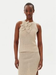 Marella Top Arak1 2513361112 Beżowy Slim Fit. Brązowe topy Marella, s, bez wzorów, z bawełny, bez kołnierzyka, bez ramiączek. Za 899.99 zł.