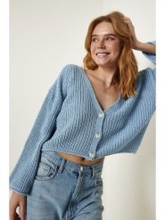 Happiness Istanbul Kardigan w kolorze błękitnym rozmiar: onesize. Niebieskie kardigany Happiness Istanbul, bez wzorów, ze splotem. Za 61.17 zł.