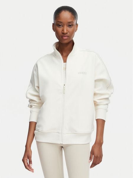 Guess Bluza V5BQ15 KCX22 Kremowy Regular Fit. Białe bluzy Guess, l, z aplikacjami, z syntetyku, bez kaptura. Za 345.99 zł.