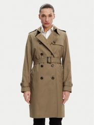 Tommy Hilfiger Trencz WW0WW42133 Khaki Slim Fit. Brązowe płaszcze TOMMY HILFIGER, bez wzorów, z bawełny, bez kaptura. Za 879.99 zł.