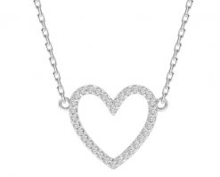 Naszyjnik srebrny z diamentami laboratoryjnymi - serce - 0,17 ct. Szare naszyjniki Apart, z diamentem, srebrne. Za 919.00 zł.