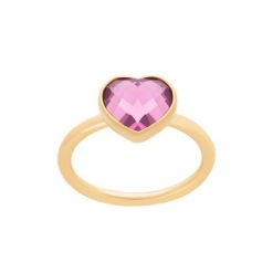 Pierścionek Mini Icons serce z różowym kryształem, pozłacany. Czerwone pierścionki Lilou, pozłacane. Za 159.00 zł.