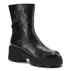 Czarne Botki Carinii Wygodne Skórzane Buty Damskie. Czarne botki Carinii, z aplikacjami, ze skóry, bez obcasa, na platformie, bez zapięcia. Za 379.00 zł.
